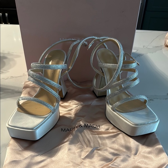 Sydney Platform Sandals - White Satin